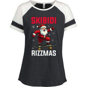 Retro Skibid.I Rizzmas Funny Santa Skating Board Christmas Enza Ladies Jersey Colorblock Tee