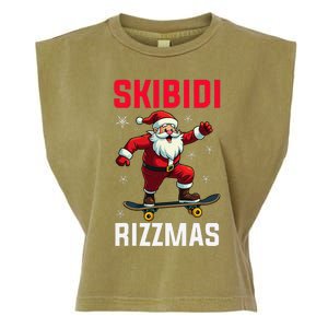 Retro Skibid.I Rizzmas Funny Santa Skating Board Christmas Garment-Dyed Women's Muscle Tee