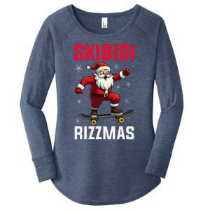 Retro Skibid.I Rizzmas Funny Santa Skating Board Christmas Women's Perfect Tri Tunic Long Sleeve Shirt