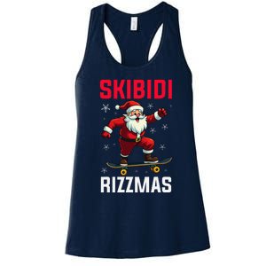 Retro Skibid.I Rizzmas Funny Santa Skating Board Christmas Women's Racerback Tank