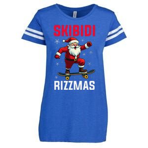 Retro Skibid.I Rizzmas Funny Santa Skating Board Christmas Enza Ladies Jersey Football T-Shirt