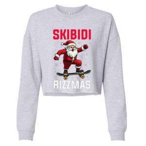 Retro Skibid.I Rizzmas Funny Santa Skating Board Christmas Cropped Pullover Crew