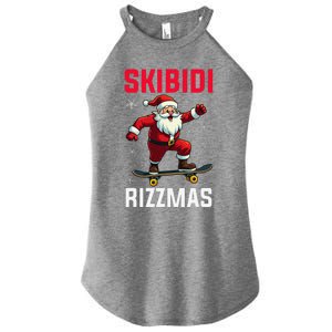 Retro Skibid.I Rizzmas Funny Santa Skating Board Christmas Women's Perfect Tri Rocker Tank