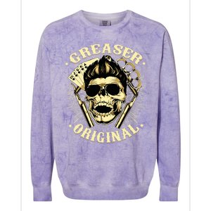 Rockabilly Skull Rocker Greaser Biker Colorblast Crewneck Sweatshirt