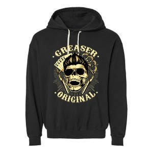 Rockabilly Skull Rocker Greaser Biker Garment-Dyed Fleece Hoodie