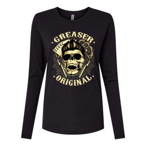 Rockabilly Skull Rocker Greaser Biker Womens Cotton Relaxed Long Sleeve T-Shirt