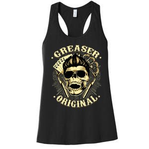 Rockabilly Skull Rocker Greaser Biker Women's Racerback Tank