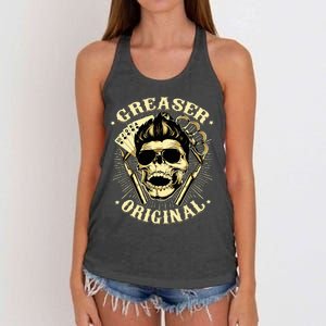 Rockabilly Skull Rocker Greaser Biker Women's Knotted Racerback Tank