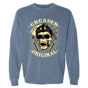 Rockabilly Skull Rocker Greaser Biker Garment-Dyed Sweatshirt