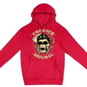 Rockabilly Skull Rocker Greaser Biker Premium Pullover Hoodie