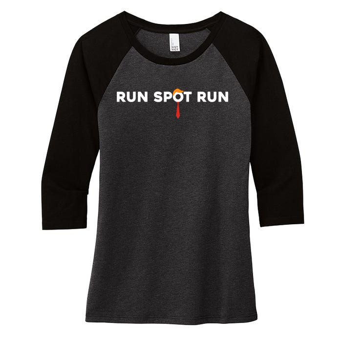 Run Spot Run Run Spot Run Trump 2024 Women's Tri-Blend 3/4-Sleeve Raglan Shirt