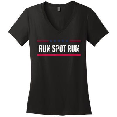 Run Spot Run Women's V-Neck T-Shirt