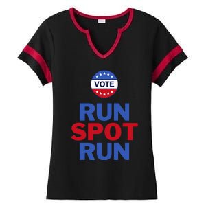 Run Spot Run. Trump And Harris Debate. Economic Plan. Ladies Halftime Notch Neck Tee