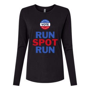 Run Spot Run. Trump And Harris Debate. Economic Plan. Womens Cotton Relaxed Long Sleeve T-Shirt