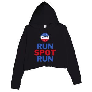 Run Spot Run. Trump And Harris Debate. Economic Plan. Crop Fleece Hoodie