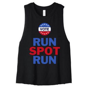 Run Spot Run. Trump And Harris Debate. Economic Plan. Women's Racerback Cropped Tank