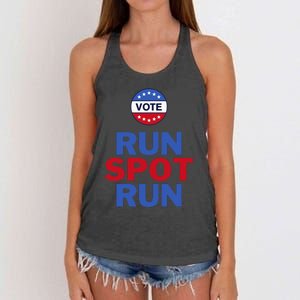 Run Spot Run. Trump And Harris Debate. Economic Plan. Women's Knotted Racerback Tank