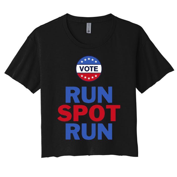 Run Spot Run. Trump And Harris Debate. Economic Plan. Women's Crop Top Tee