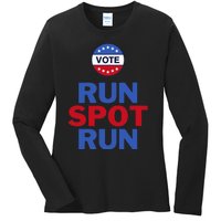 Run Spot Run. Trump And Harris Debate. Economic Plan. Ladies Long Sleeve Shirt