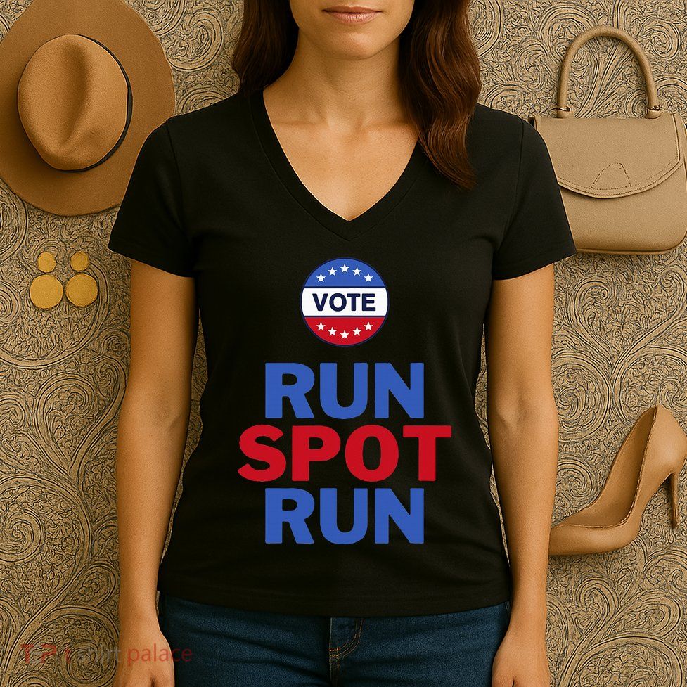 Run Spot Run. Trump And Harris Debate. Economic Plan. Women's V-Neck T-Shirt