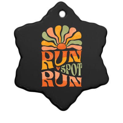 Run Spot Run Debate Boho Aesthetic Supports Trump Ceramic Star Ornament