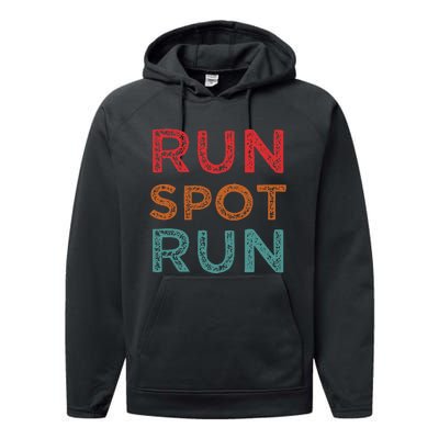 Run Spot Run Trump 2024 Funny Election Spot Run Trump 2024 Performance Fleece Hoodie