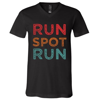 Run Spot Run Trump 2024 Funny Election Spot Run Trump 2024 V-Neck T-Shirt