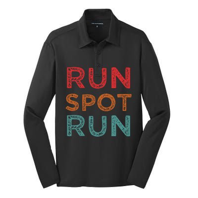 Run Spot Run Trump 2024 Funny Election Spot Run Trump 2024 Silk Touch Performance Long Sleeve Polo