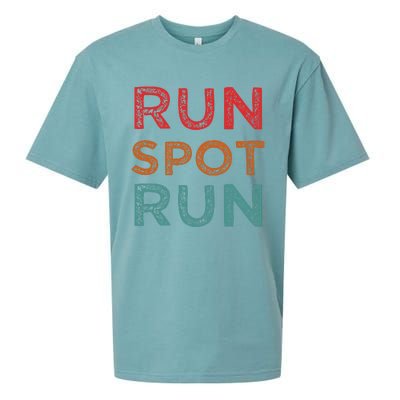 Run Spot Run Trump 2024 Funny Election Spot Run Trump 2024 Sueded Cloud Jersey T-Shirt