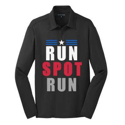 Run Spot Run Funny Trump Quote Silk Touch Performance Long Sleeve Polo