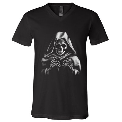 Reaper Skeleton V-Neck T-Shirt