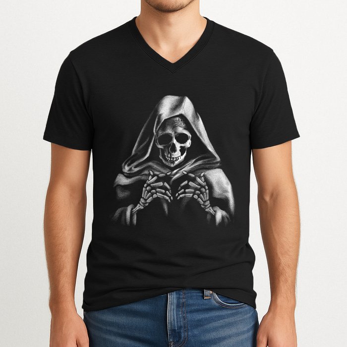 Reaper Skeleton V-Neck T-Shirt