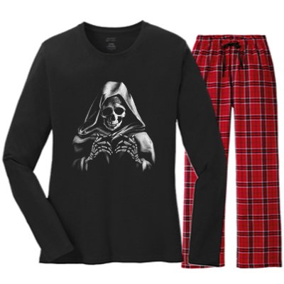 Reaper Skeleton Women's Long Sleeve Flannel Pajama Set 