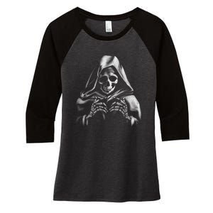 Reaper Skeleton Women's Tri-Blend 3/4-Sleeve Raglan Shirt