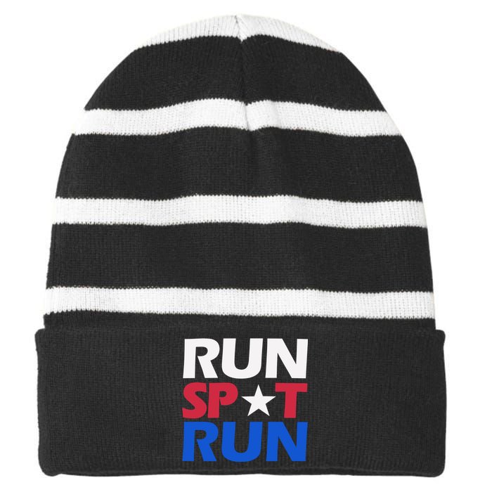 Run Spot Run Trump Striped Beanie with Solid Band