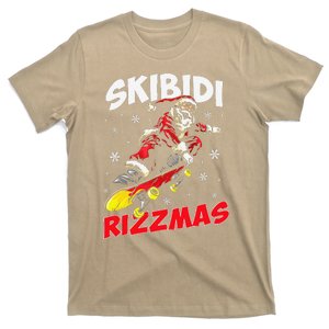 Retro Skibid.I Rizzmas Funny Santa Clause Skating Board Xmas T-Shirt