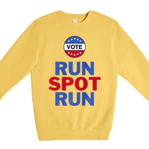 Run Spot Run. Trump And Harris Debate Premium Crewneck Sweatshirt