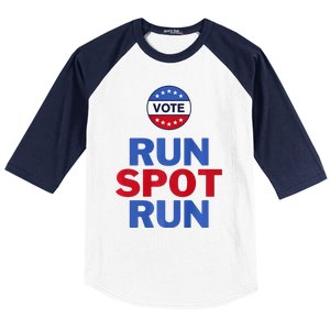 Run Spot Run. Trump And Harris Debate Baseball Sleeve Shirt