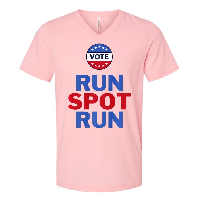 Run Spot Run. Trump And Harris Debate V-Neck T-Shirt