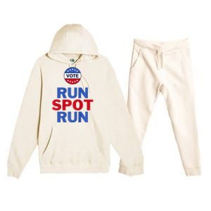 Run Spot Run. Trump And Harris Debate Premium Hooded Sweatsuit Set