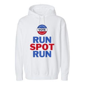 Run Spot Run. Trump And Harris Debate Garment-Dyed Fleece Hoodie