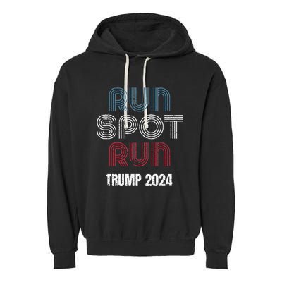 Run Spot Run Run Spot Run Trump Kamala Debate 2024 Garment-Dyed Fleece Hoodie