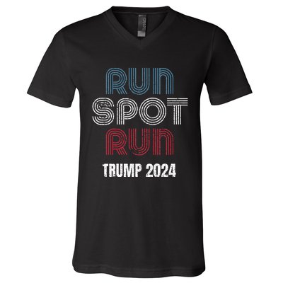 Run Spot Run Run Spot Run Trump Kamala Debate 2024 V-Neck T-Shirt