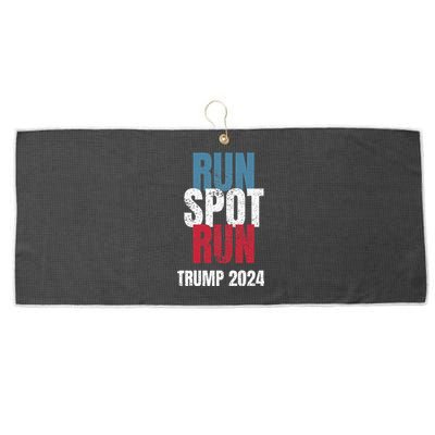 Run Spot Run Run Spot Run Trump Kamala Debate 2024 Large Microfiber Waffle Golf Towel