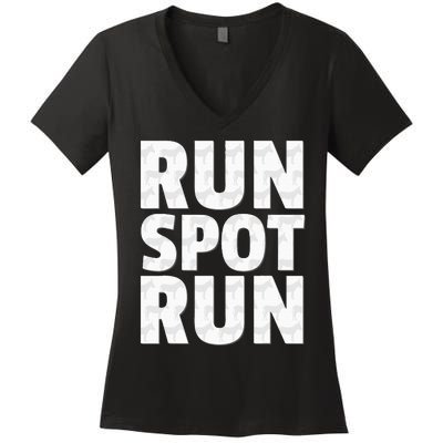 Run Spot Run Political Funny Women's V-Neck T-Shirt