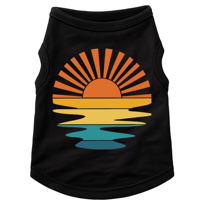 Retro Sunset Rays Wavy Vintage Retro Sunshine Sun Rays Beachy Vibes Retro Summer Doggie Tank