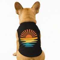 Retro Sunset Rays Wavy Vintage Retro Sunshine Sun Rays Beachy Vibes Retro Summer Doggie Tank