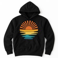 Retro Sunset Rays Wavy Vintage Retro Sunshine Sun Rays Beachy Vibes Retro Summer Hoodie
