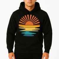 Retro Sunset Rays Wavy Vintage Retro Sunshine Sun Rays Beachy Vibes Retro Summer Hoodie
