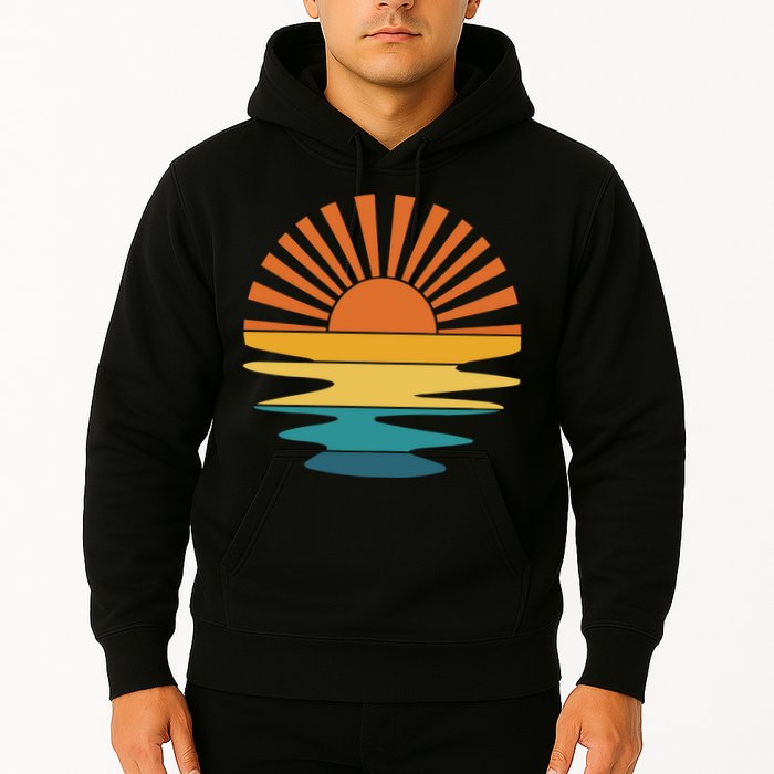 Retro Sunset Rays Wavy Vintage Retro Sunshine Sun Rays Beachy Vibes Retro Summer Hoodie